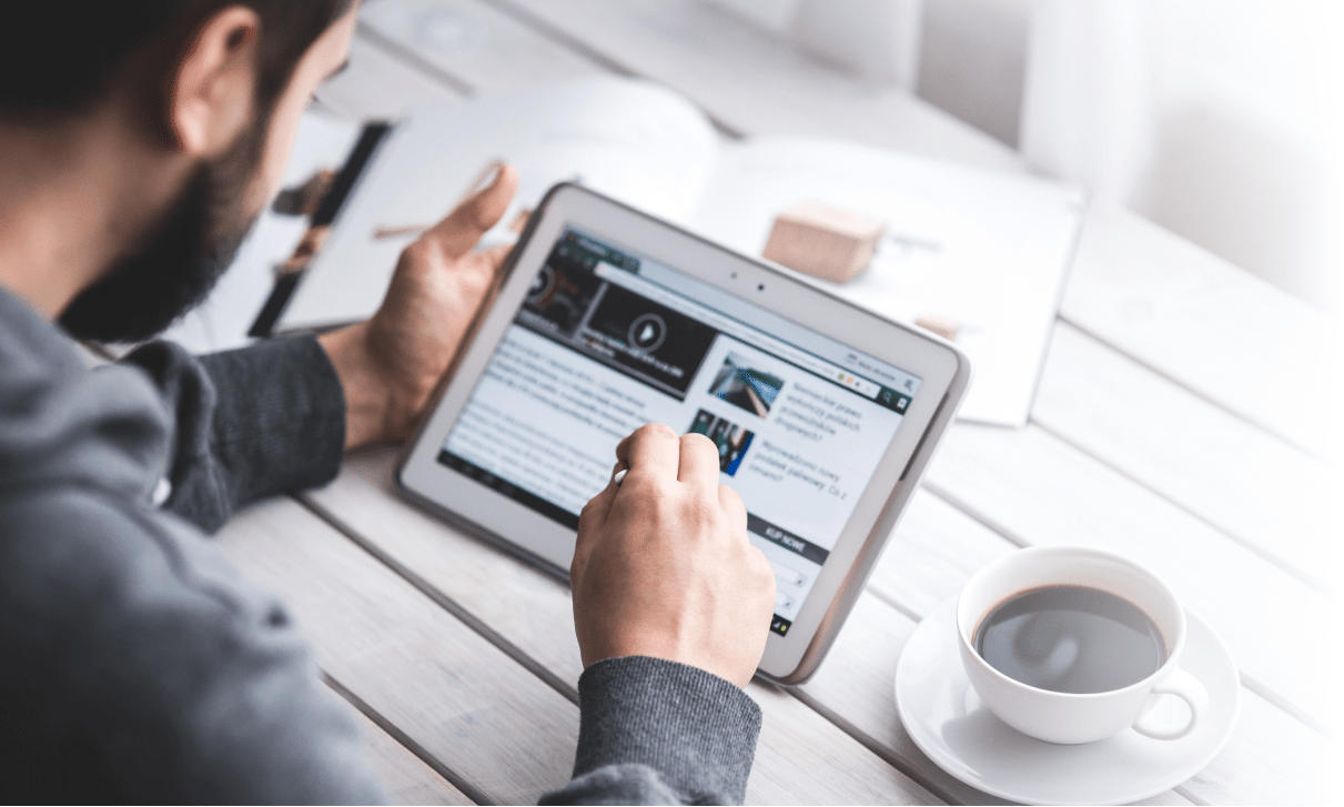 Person reading blog on tablet
